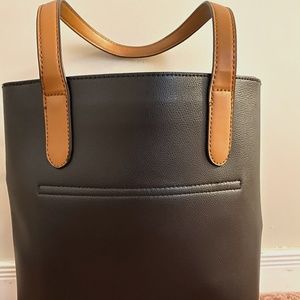 Faux leather structured tote bag